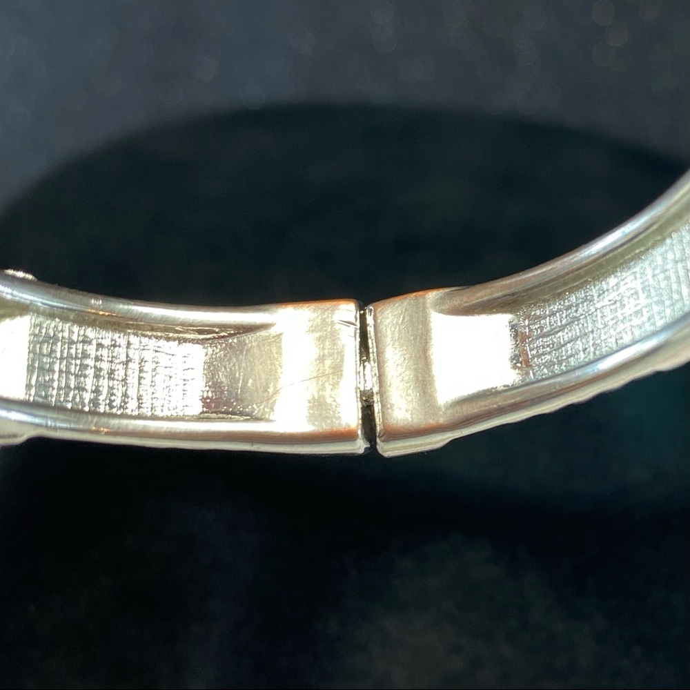 Vintage Elegant Statement Bracelet, Silver tone with Mirror - Picture 12 of 17